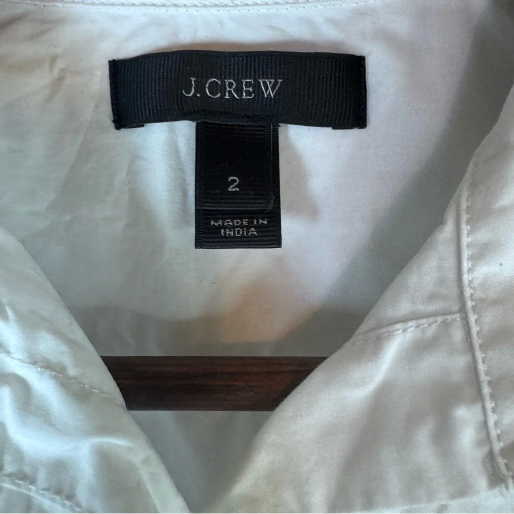 J. Crew Woman’s White Button Down Shirt with Red Accent Stripe